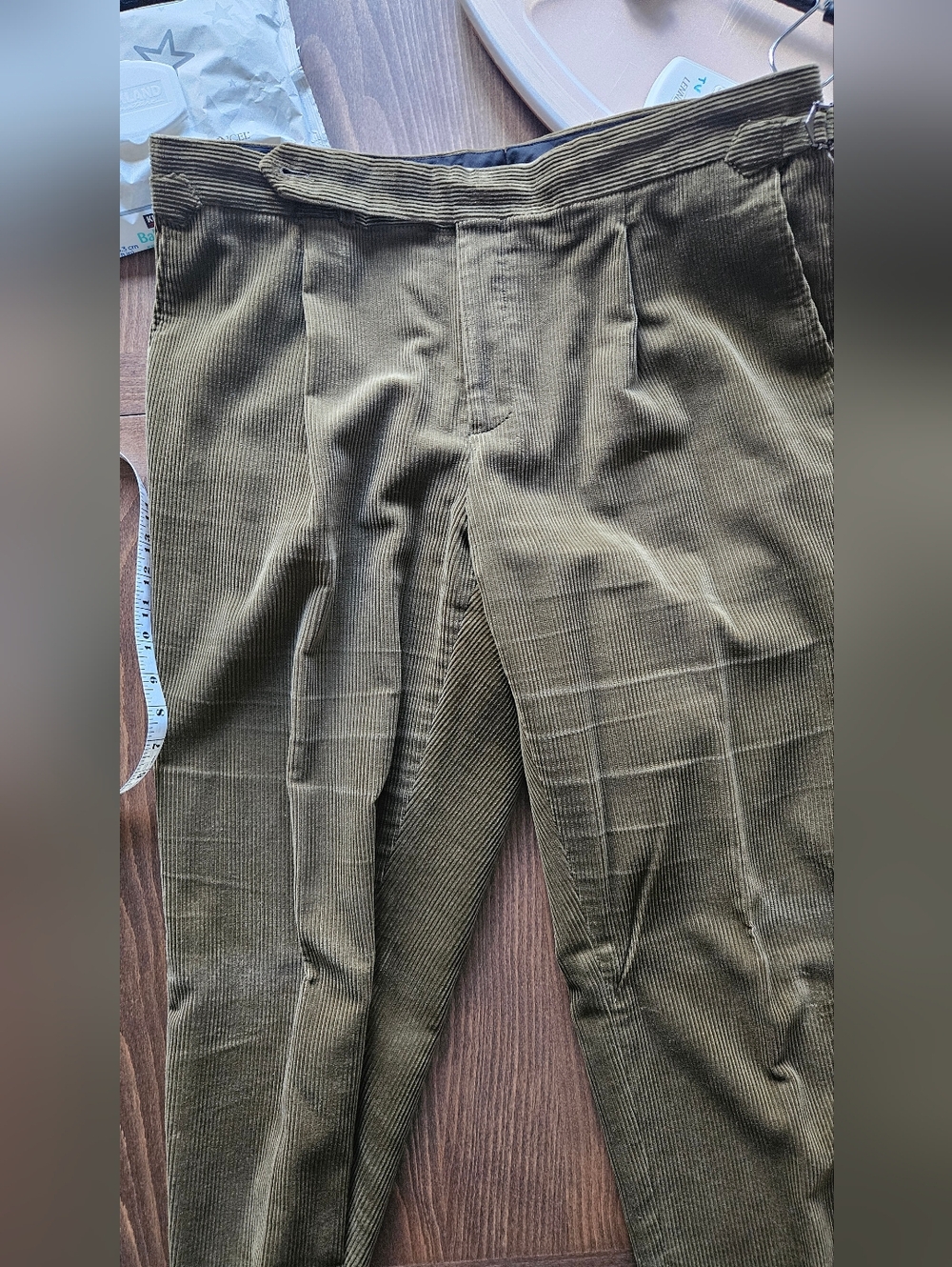Spier Mackay Olive Corduroy High Rise Trousers Size 38 Contemporary Fit